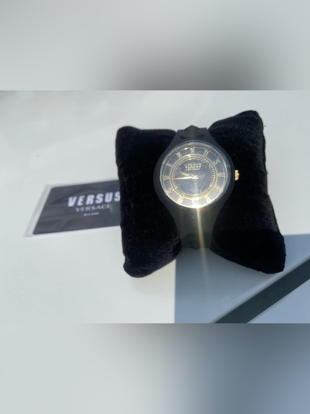 Versus Versace Black Watch with Gold Dial Accents